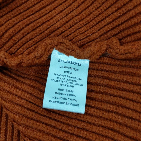 Maijie Knit Cropped Balloon Sleeve Sweater In Burnt Orange - Picture 5 of 5